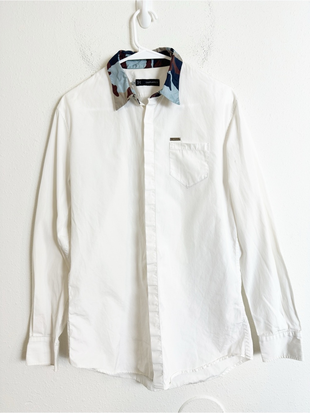 DSQUARED2 Camouflage Trim Collar long sleeve button down shirt